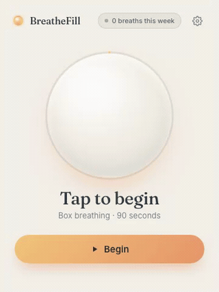 The BreatheFill orb filling and emptying through a box-breathing cycle